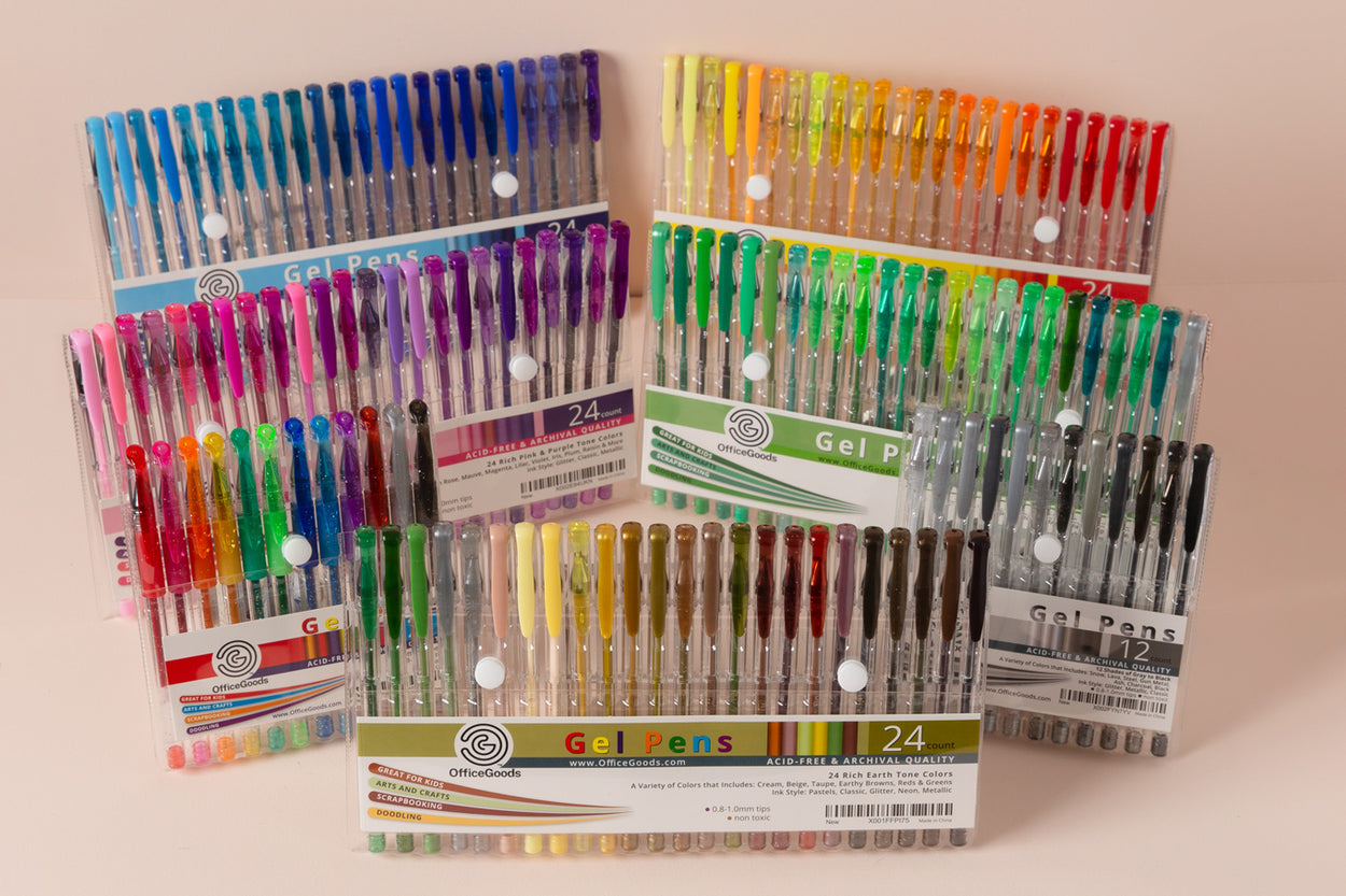 24 Color Pen Set, Carnatory 1mm Gel Ink Rollerball Pens Writing